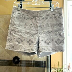 WHBM silver embroidered shorts